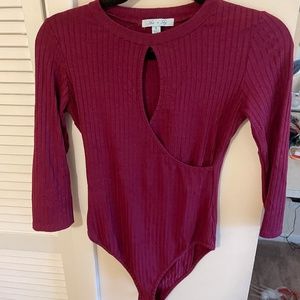 Burgundy Bodysuit with Cutout